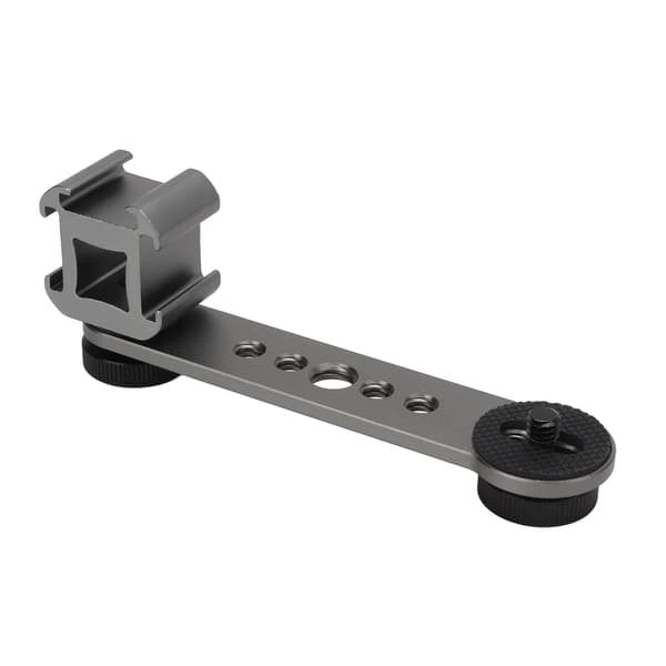 Triple Cold Shoe Extension Bracket Aluminiumlegering Mikrofonstativ Monteringsadapter til Stativ Monopod Stabilisator Mørkegrå