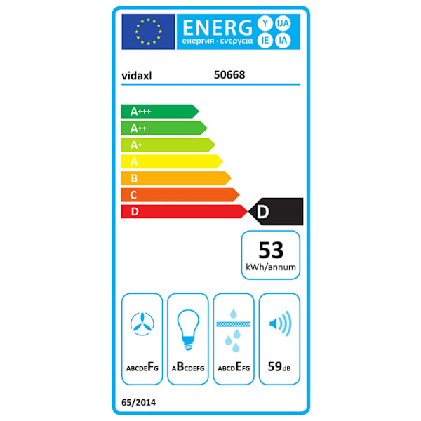 Seinään asennettava liesituuletin LCD:llä, 756 m³/h, LED