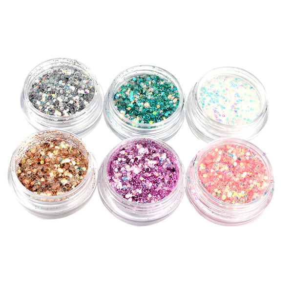 6 Cases/Set Nail Art Decorations Glitter Paillette Sequins Nail Art Sticker Manicure Tools