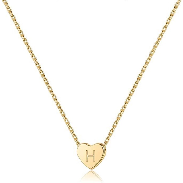 Heart Initial Halsband Rostfritt stål Mini Heart Letter Halsband 14K guldpläterat titanstål ----- Guld H