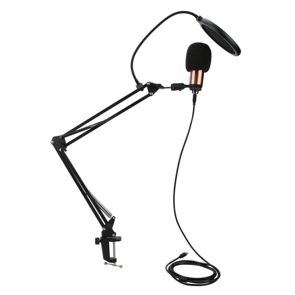 USB-mikrofonkit med fleksibel armstativ Pop-filter til Windows XP/Vista/7/8/10/OS X DC 5V