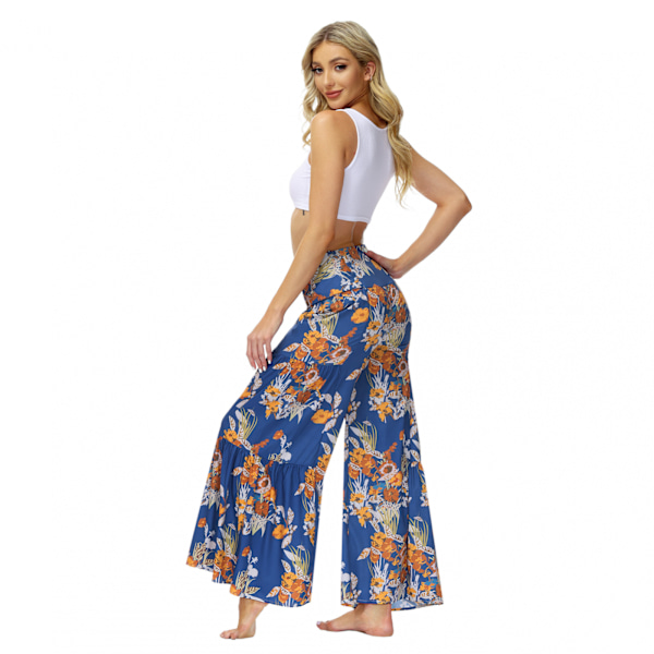 AVEKI Print Elastiska högmidjade Flare Leg Bell Bottom Byxor, FKBB008, XL