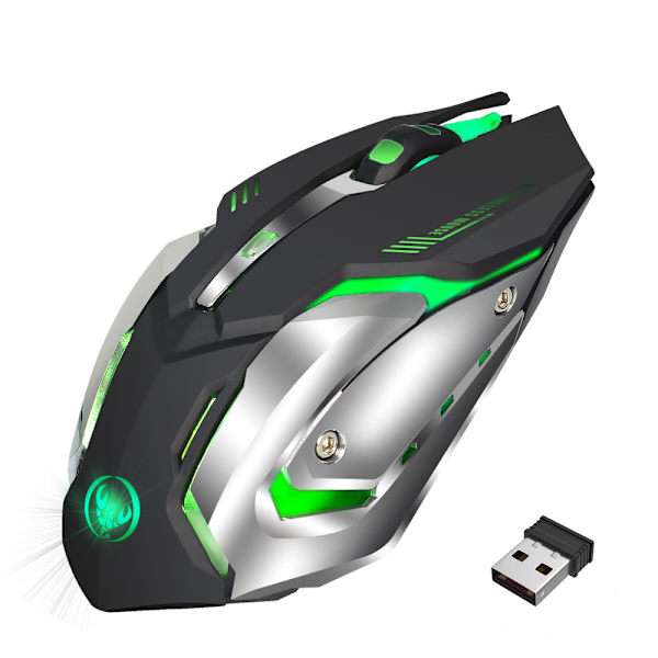 2,4G computermus med 4-niveau justerbar DPI, trådløs gamingmus med syv farver af åndedrætslys, ergonomisk design