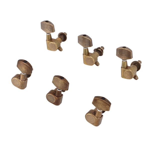 6 stk. Guitar Tuning Pegs 3L3R Metal Bronze Heavy Internal Gear Elektrisk Guitar Machine Heads Tuning Key