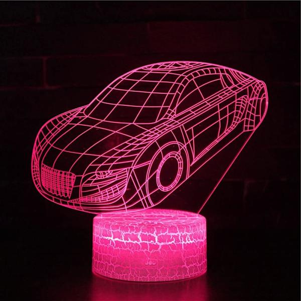 WJ 3D Bil Natlys LED Lampe Illusion 7 Farve Skiftende Touch Switch Bord Dekoration Lamper Fødselsdag Gave Akryl Base USB Kabel Legetøj