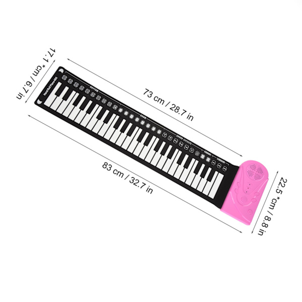 Bärbar 49 tangenter elektroniskt keyboard handrullande upp piano för barn barn nybörjare (rosa)
