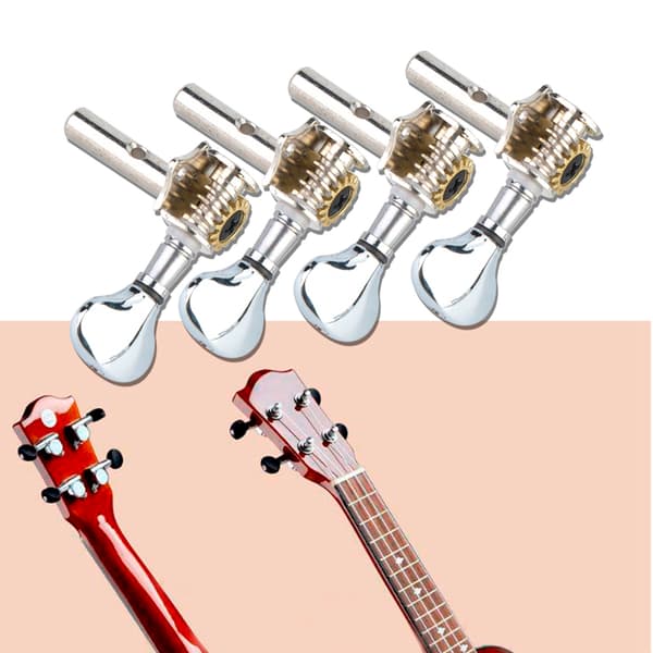 4 st/set Öppna Typ 2 Vänster 2 Höger Ukulele Strängknappar Ukulele Ersättningstillbehör (Silver)