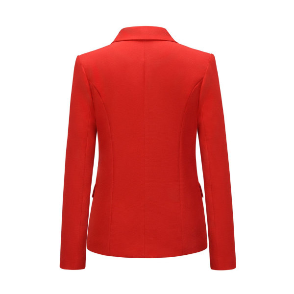 Europeisk och amerikansk damjacka höst och vinter 2021 liten kostym houndstooth-kostym mode kort dubbelknäppt jacka (röd)