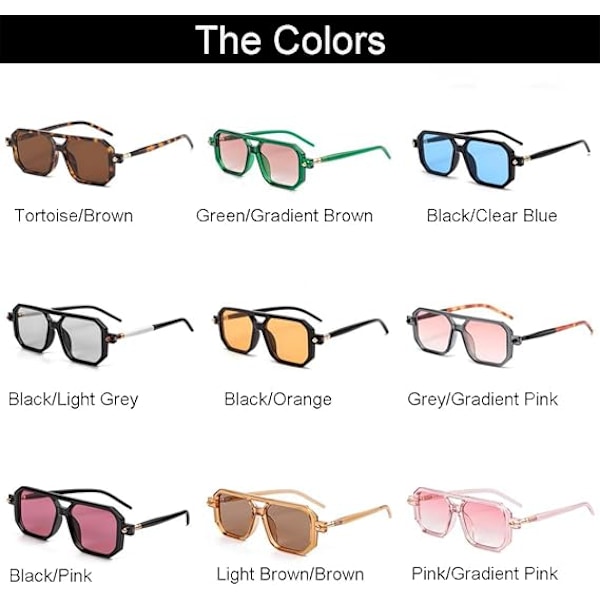 Vintage Neliömäiset 70-luvun Aviator-aurinkolasit Naisille Miehille Retro Klassiset Litteät Aviator-kehykset Aurinkolasit UV-suoja Transparent Grey/Gradient Pink