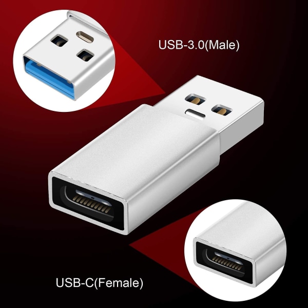 3.0 USB A til USB C-adapter kompatibel med iPhone 11 12 Pro Xr Se, iPad 8 Air 4, dataoverførsel med høj hastighed og hurtig opladning (2 stk.)