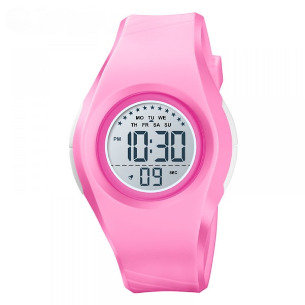 Barneklokke, digital sportsklokke, utendørs vanntett klokke med LED-alarm, stoppeklokke, armbåndsur for barn, småbarn, barn i alderen 3-10 år, håndleddsklokke for gutter og jenter (rosa)