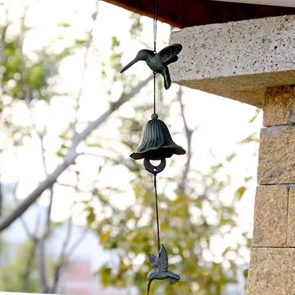Japanska Traditionella Kolibri Vindspel för Utomhus, Iwachu Gjutjärnsvälsignelse Tempelvindklocka Minnesvindspel Utomhus eller I Green Hummingbird