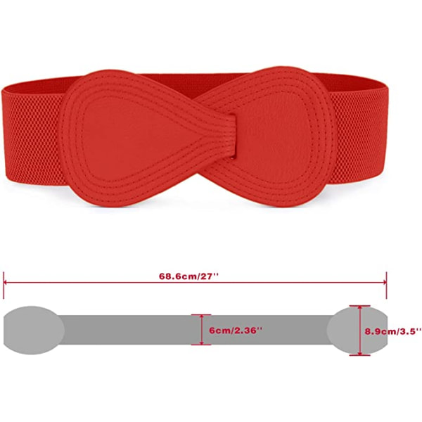 Lås spänne elastisk midjeband för kvinnor elastisk elastisk midjeband klänning ner jacka wrap up midjeband - Röd