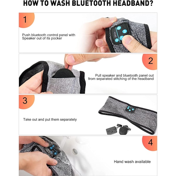 Unikooli Bluetooth-kuulokkeet hihna, Nukkumiskuulokkeet Urheilupääpanta Kuulokkeet, Pitkä Toistonaika Nukkumiseen, Harjoitteluun, Juoksuun, Jooga