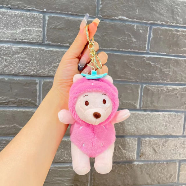Söt liten docka, parväska hänge, plyschleksak docka nyckelring, docka hänge Plush pink bear