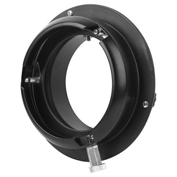Adapterring i svart legering för konvertering av små fotolampor till Bowens-fäste