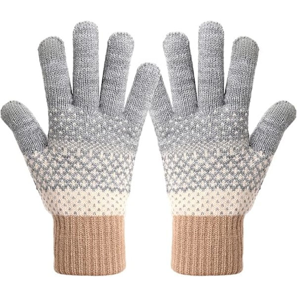 Varmfodrade Vinterhandskar för Kvinnor, Touchscreen-Handskar, Elastiska Stickade Fleece-Handskar för Löpning, Arbete och Utomhusaktiviteter, 02
