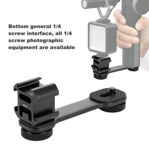 Ulanzi PT-3 Triple Hot Shoe Stabilizer Monteringsbeslag til Gimbal Mikrofon Kamera
