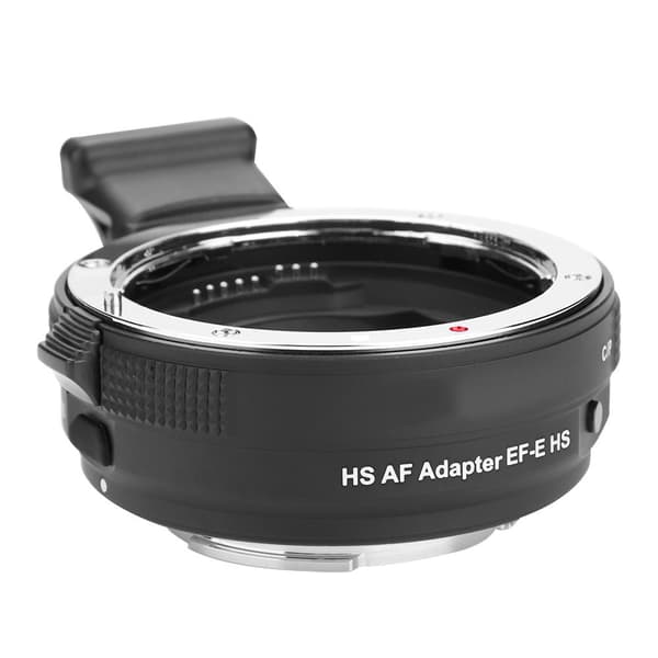 Commlite CM-EF-E HS automaattitarkennuslinssisovitin Canon EF/EF-S -linsseille Sony E -kameroihin