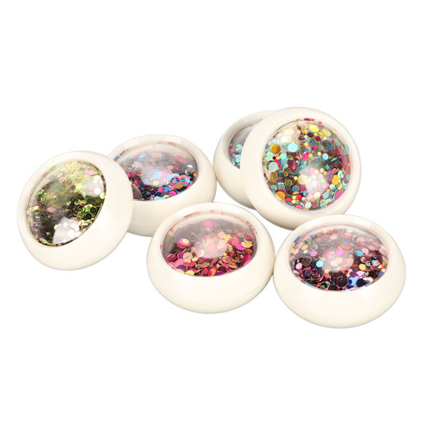 6 lådor nagelkonst glitter paljetter färgglada runda nagelglitter paljetter för DIY nagelkonst dekoration