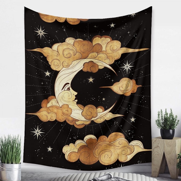 Tarot Moon Gobeläng Väggbonad Guld Stjärnhimmel Gobeläng för Sovrum Måne  (GT320000, 29 X 38 Tum)