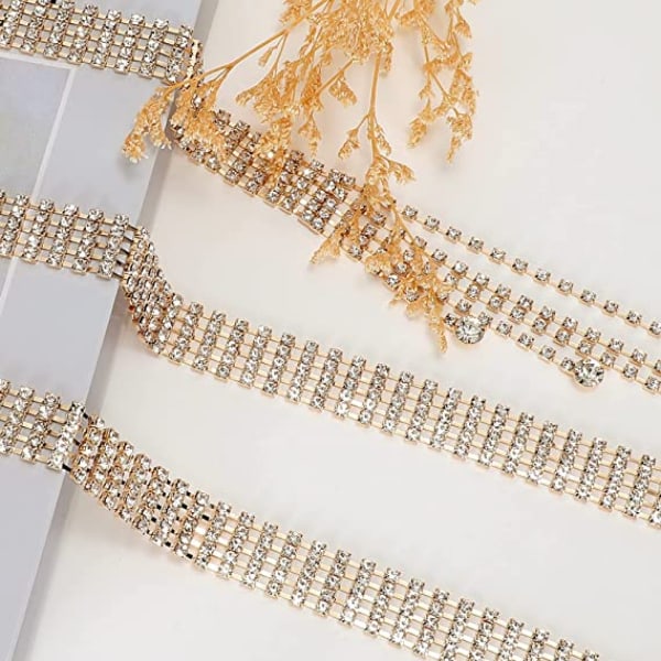 Dam Strassbälte Silver Glänsande Diamant Mode Kristall Damer Dubbel O-ring midjebälte för jeansklänningar från AVEKI, 4-guld, 47 tum