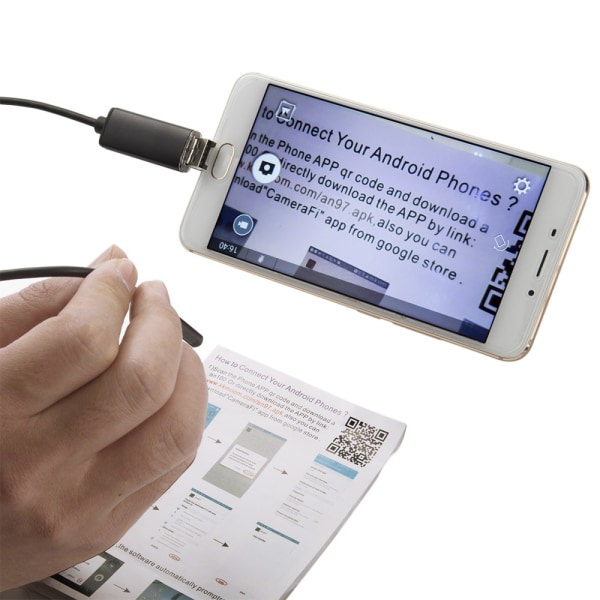 Två-i-ett USB 5,5 mm mobiltelefonendoskop industriell pipeline inspektionssladd för autoreparation endoskopsladd (1m)