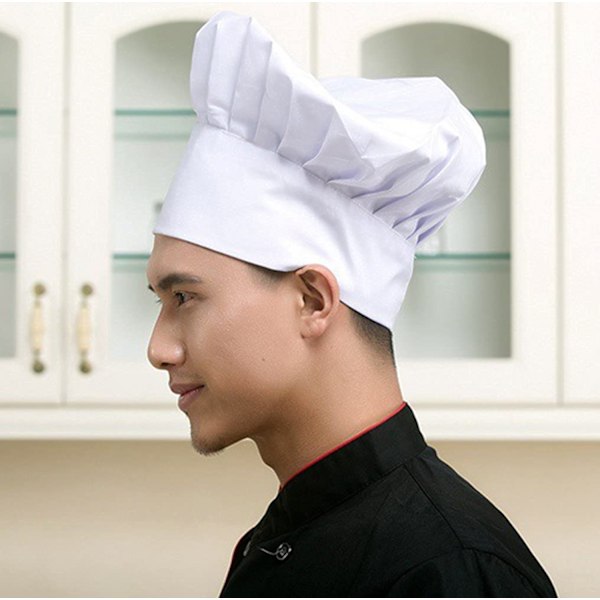 Chef Hat Set med 2-pack Justerbar Elastisk Baker Kök Matlagning Kockmössa