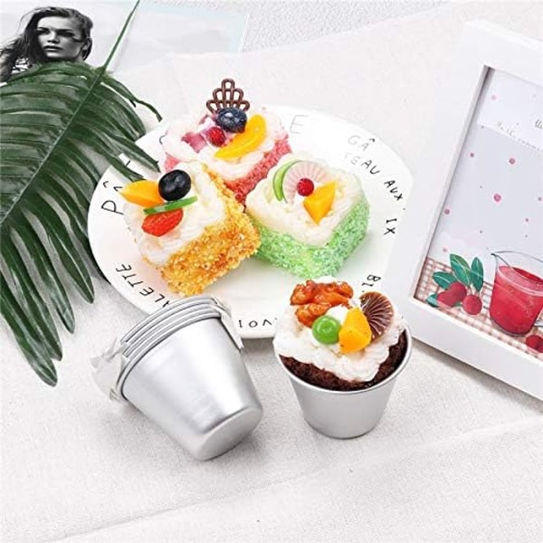 12 Stk. buddingforme til bagning af enkel muffinplade cupcakeforme ramekiner kopper non-stick soufflé darioles forme aluminium, 8 cm H
