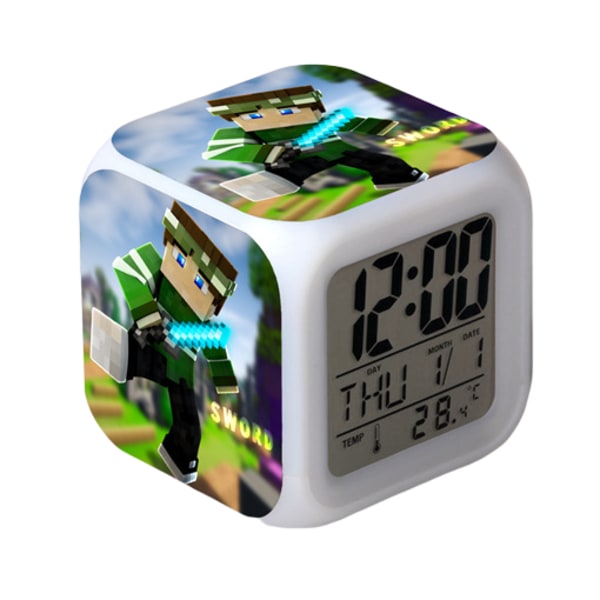 Anime Väckarklocka One Piece LED Kvadratisk Klocka Digital Väckarklocka med Tid, Temperatur, Alarm, Datum