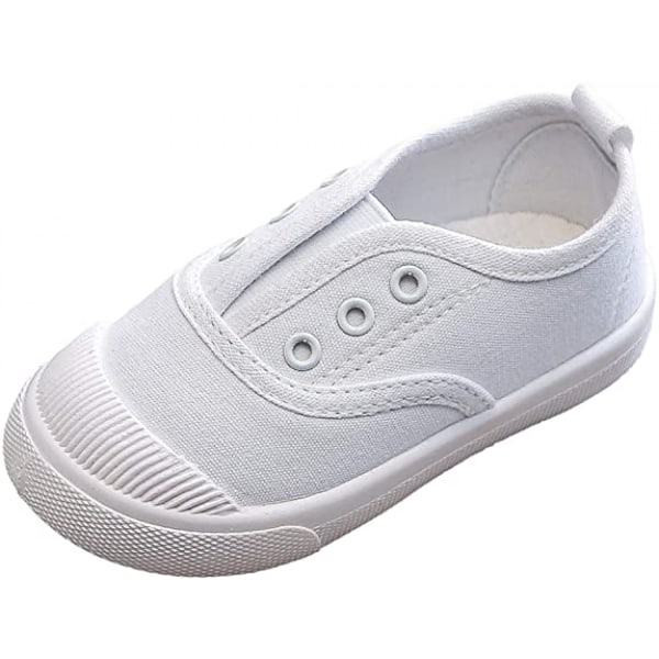 Pojkar och flickor Canvas Lättvikts Slip-On Sneakers Löparsko ---- Vit （Storlek 32）