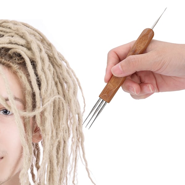 Dreadlock hæklesæt bambushåndtag DIY fletning hårvævning parykfremstillingsværktøj 0,5 enkelt hoved plus tre hoved