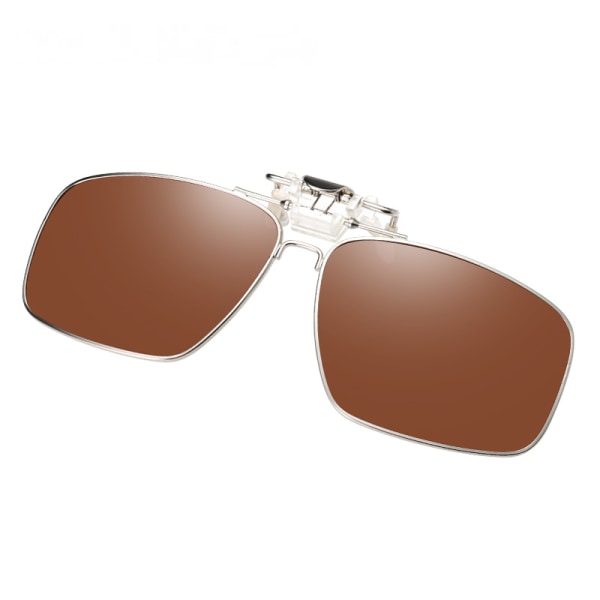 Polariserad klämma på solglasögon Ramlös uppfällbar lins för receptbelagda glasögon-brun
