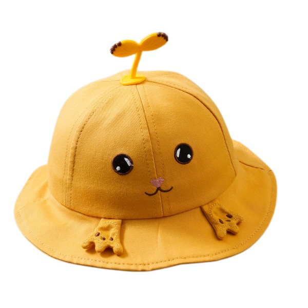 Tecknad barnhatt söta pojkar och flickor våren och sommaren baby baby hatt solhatt handfat hatt， böngroddar gul