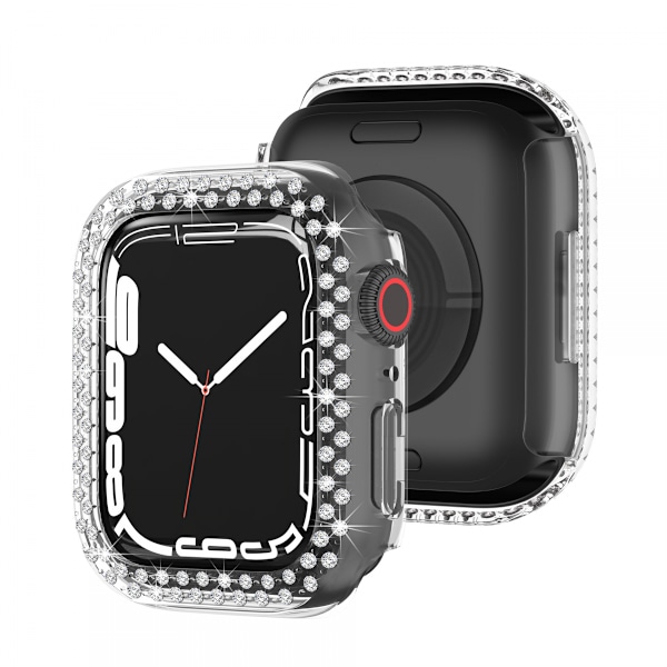 Til Apple Watch Series 7 41 mm, Luksuriøst krystalrhinestone stift PC-ramme etui Apple Watch Series 7 - All-Around kofangeretui (gennemsigtig)
