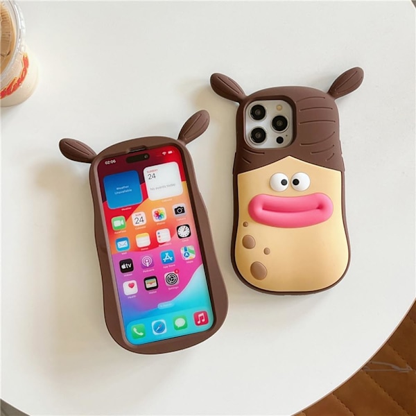 Telefonskal för söta iPhone 14 Pro Max-fodral Kawaii 3D tecknad iPhone-fodral Mjukt silikon Stötsäkert skyddande Roliga kvinnor Flickor
