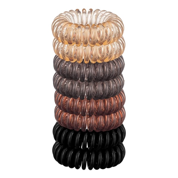 Spiralhårbånd, telefonledningsspiraler, hestehale-spiraler uden knæk, hårbånd - 8 stk., Brunette