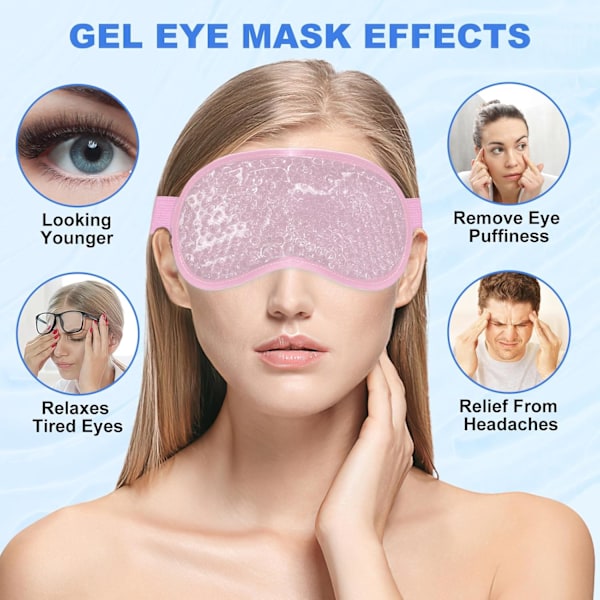 2-pack Kalla Ögonmasker, Återanvändbar Gel Ögonmasker Varm/Kall Terapi Gelpärlor Ögonmasker med Plysch Bakstycke för Huvudvärk/Svullnad/Migrän