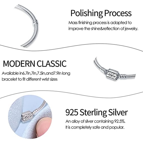 Armband 925 Silver Shining Series Simple Snake Bone Chain Personlighetstillbehör (storlek: 19cm)