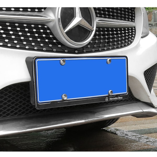 Två bilar kolfiber aluminiumlegering registreringsskylt ram registreringsskylt ram - [Volvo / registreringsskylt ram / blått kort special] - sandblästrat silver