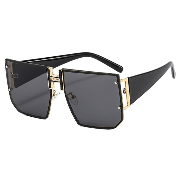 Retro Oversized Pilot Solbriller Metallramme for Menn Kvinner Kvadratiske Solbriller -Svart