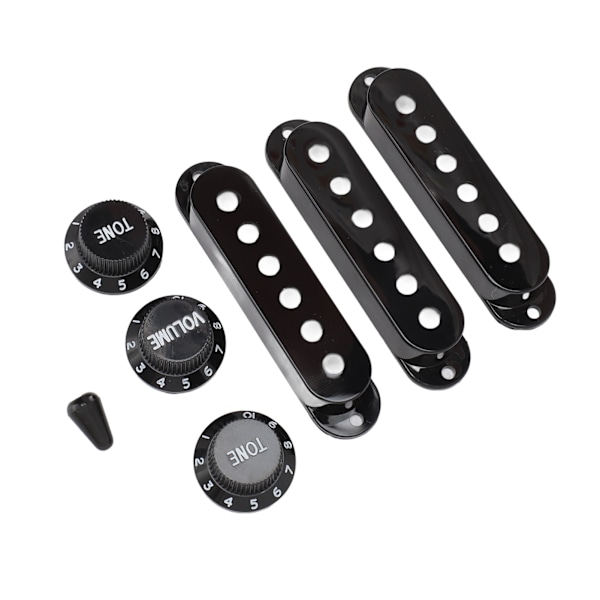 Gitarr pickup-kåpa ratt set 6 hål enkel spole 2 ton 1 volym switch spets ersättningsdelar för Fender svart