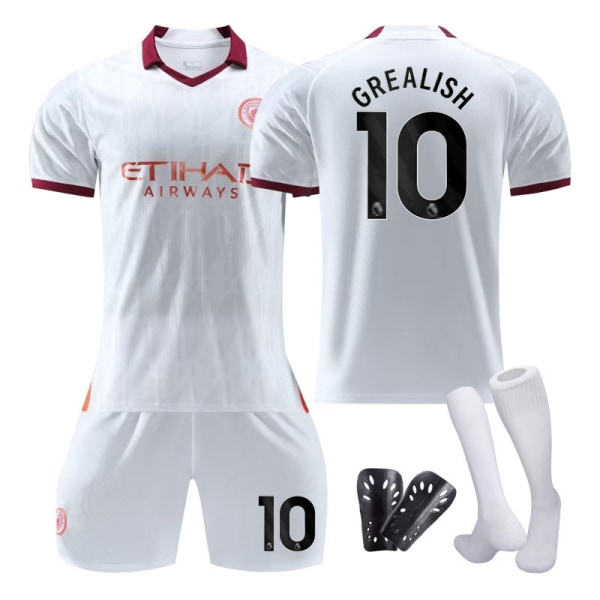 23/24 Manchester City udebanebørnefodboldsæt med sokker og beskyttelsesudstyr 10 GREALISH 3XL