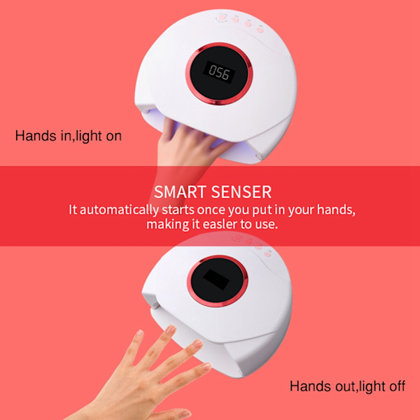 54W Intelligent Neglelakk Tørker UV Gel Lampe Herding Smertefri Maskin Manikyr Verktøy