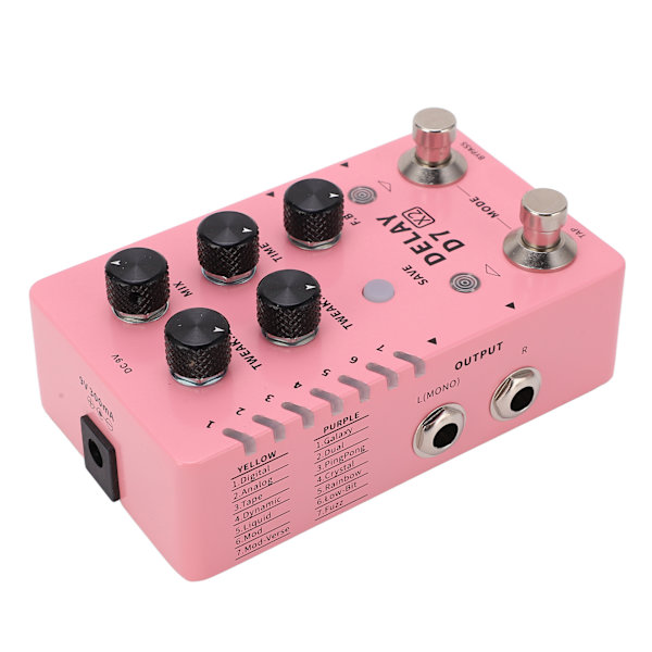 Stereo Delay-effekt Elektrisk Gitarr Singel Effektor Stöd Lagring med 14 Effekter 100‑240VUS-kontakt