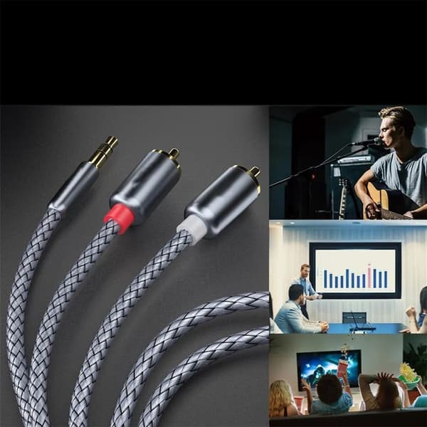 3,5 mm jackstik til 2 han-interface adapterkabel til RCA-lydcomputertelefonkonverterkabel 2 meter