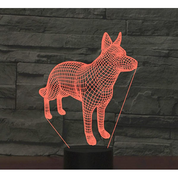 WJ 3D Hvalp Hund Fjernbetjening 16 Farve Natlys Illusion Akryl LED Bordlampe Sengelampe Børneværelse Skrivebord Dekoration Fødselsdag Gaver Legetøj til Børn