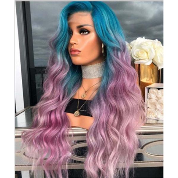 Kvinners Parykk Gradient Farge Lang Krøllete Syntetisk Hår Varmebestandig Cosplay Parykk
