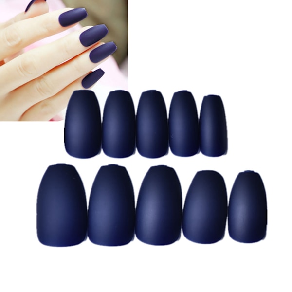 Manicure færdig Fashion Polish Matte Manicure Patch Falsk Decal Nail Art(Blå)