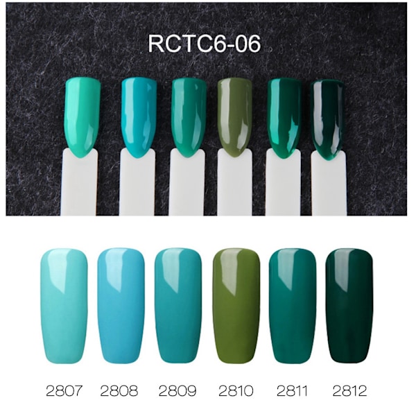 6 st 7 ml Nagellack Glitter Glans Avtagbar Långvarig UV LED Gellack Manikyr (RCTC6-06)